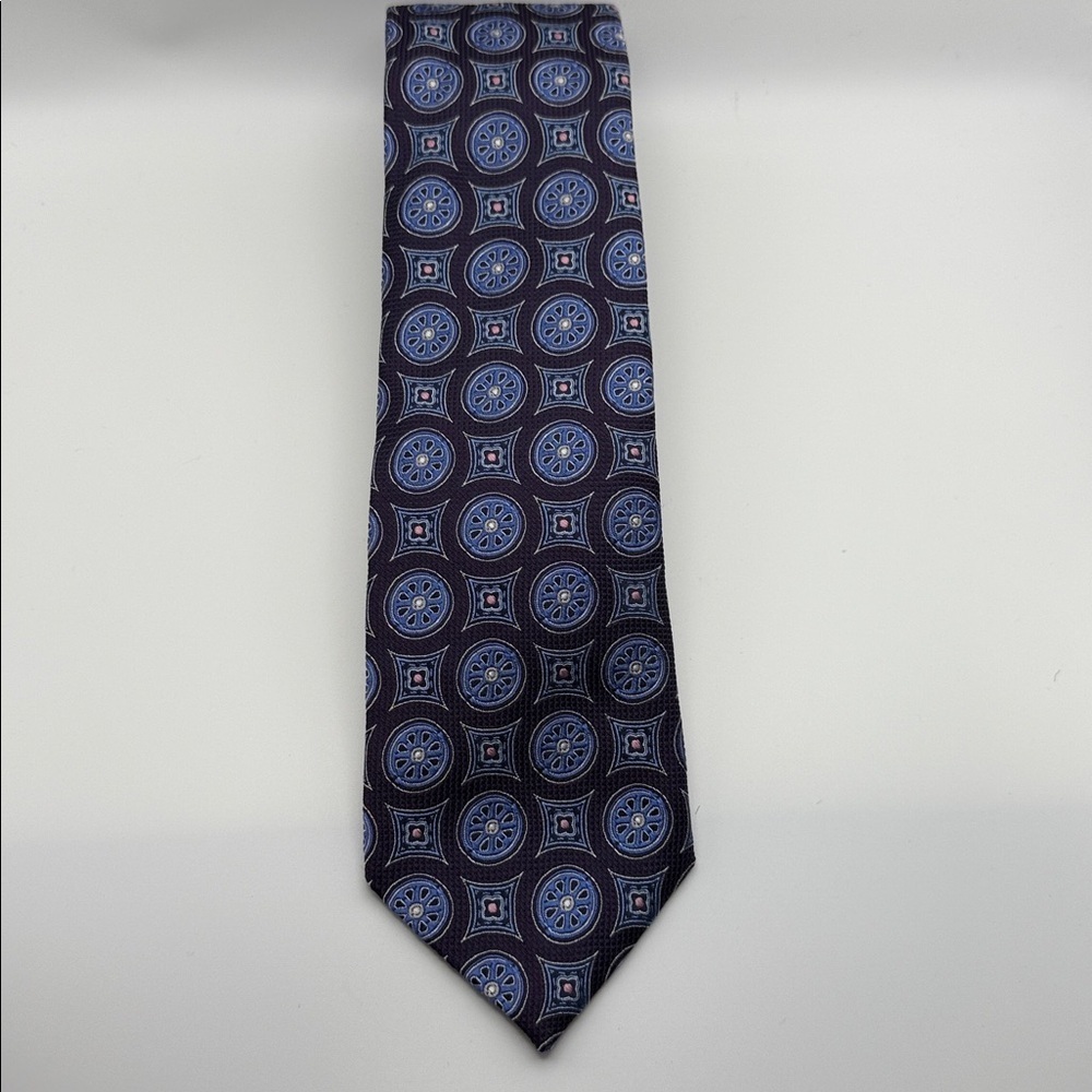 Daniel Cremieux Blue & Purple Geometric Tie,Made in Italy 100% Silk - Picture 1 of 5